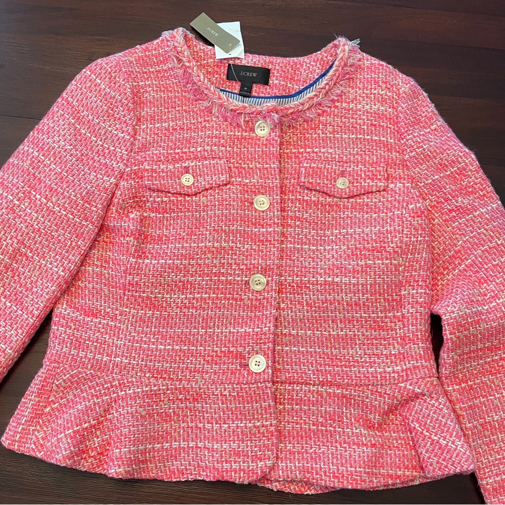 J.Crew Pink Tweed Jacket - Picture 2 of 10